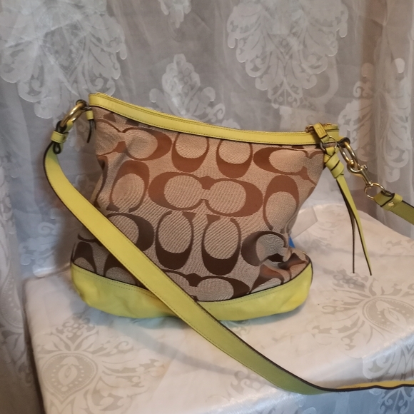 Coach Brown and Lime Green Bag Hobo Y2K Handbag - Picture 7 of 16